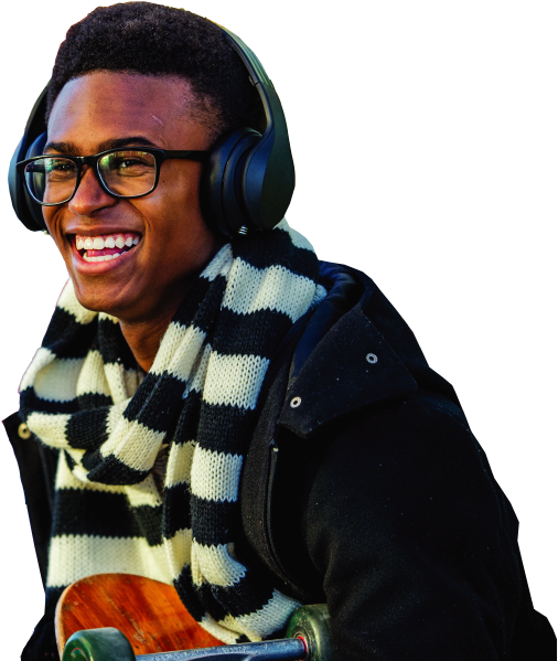 main with headphones